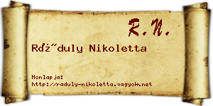 Ráduly Nikoletta névjegykártya