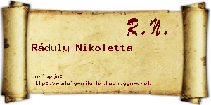 Ráduly Nikoletta névjegykártya